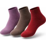 Umel Tekstil Bayan Bambu Patik Çorap 3'lü Set - Mor - Kahverengi - Kırmızı - 36 - 40