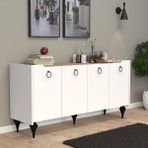 Umg Mobilya Titanyum (Meşe-Beyaz) Modern Konsol, Çok Amaçlı Dolap, Dresuar, Mutfak Dolabı, Kiler Dolabı, Tv Ünitesi - 150 CM - Safirmeşe - Beyaz