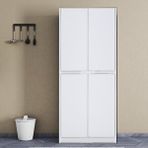 UMGMOBİLYA Patentli Santra Beyaz Kulpsuz 4 Kapaklı, Çok Amaçlı Dolap, Mutfak, Elbise, Balkon, Kiler, Dosya Dolabı