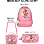 Ümit Çanta Cennec Bear Balerin Okul Seti – Sırt Çantası, Termal Beslenme Çantası ve Kalem Çantası - Pembe