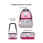 ÜMİT ÇANTA Cennec Cute Cat Okul Çantası Seti – Sırt Çantası + Termal Beslenme Çantası + Kalem Çantası