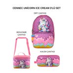 ÜMİT ÇANTA Cennec Unicorn Ice Cream Okul Seti - Sırt Çantası, Kalemlik ve Termal Beslenme Çantası