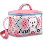 Ümit Çanta Termoslu/ısı Yalıtımlı Beslenme Çantası - 5025 - Love Cute Cat, Beyaz Pembe (Kız Çocuk) - Beyaz - Pembe