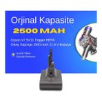 Ümit Maker Dyson V7 SV11 Trigger HEPA Dikey Süpürge 2500 mAh 21.6 V Batarya – Orjinal Uyumlu Uzun Ömürlü, Yüksek Performans Pil
