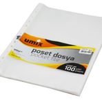 Umix A4 100'lü Paket Şeffaf Poşet Dosya