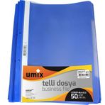 Umix Plastik Mavi 50'li Paket Telli Dosya
