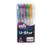 Umix U-Star 6'lı Paket Simli Jel Kalem