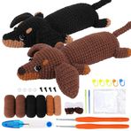 Umllpet Yeni başlayanlar için tığ seti, tığ işi hayvan seti, komple Daksund, köpek tığ işi, iplik kancalı iğneler, tığ öğrenme, başlangıç hayvan seti, yeni başlayanlar için tığ seti, kendin yap el