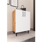 umondesign 4 Raflı 2 Kapaklı Ayakkabılık Çok Amaçlı Dolap Dekoratif Ayaklı Çam - Beyaz