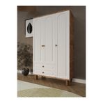 umondesign Umon Design Bohem 3 Kapaklı 2 Çekmeceli Askılı Gardırop Geniş Elbise Dolabı MDF KAPAK
