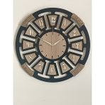 Ümra Lazer Ahşap Dekoratif Hasır Detaylı Duvar Saati 40X40 cm Sessiz Akar Mekanizma
