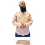 Umre Market Tam Düğme Keten Saffan Gömlek - Krem - 4XL