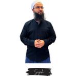 Umre Market Tam Düğme Keten Saffan Gömlek - Siyah - 2XL