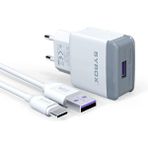 Umut Bilişim Teknolojileri _ General Mobile Gm 5 Plus Uyumlu 18W 3.0A Type-C Hızlı Şarj Cihazı / Şarj Aleti Seti (Adaptör+Kablo) - Beyaz