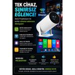 Umut Matbaacılık Taşınabilir Sinema Projektörü Ev Sineması Bluetooth Android 11 Akıllı Projeksiyon Wifi Beyaz (HY300 Pro )