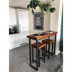 Umut Park metal Ahşap Mutfak Masa ve Taburesi. - Ceviz - Siyah - 40X120X90