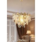 Ünal Aydınlatma Yaprak Gold 60 cm Kristal Yaprak Detaylı Modern Avize – Salon Oturma Odası