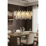 Ünal Aydınlatma Yaprak Gold 90 cm Kristal Yaprak Detaylı Modern Avize – Yemek Masası Salon