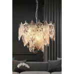 Ünal Aydınlatma Yaprak Krom 50 cm Kristal Yaprak Detaylı Modern Avize – Salon Oturma Odası