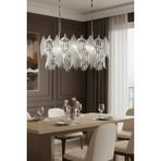 Ünal Aydınlatma Yaprak Krom 90 cm Kristal Yaprak Detaylı Modern Avize – Yemek Masası Salon