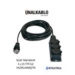 ünal kablo Kauçuk Üçlü (3'LÜ) 10 Metre 3x2.5 Ttr Kablolu Grup Priz