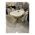 ÜNALMIŞ Mutfak Masa Sandalye Takımı Mermer Görünümlü 90x170 Oval 6 Kişilik Lüx Mutfak Masası Takımı
