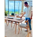 Unboxdeco 8 Kişilik Slim Masif Kayın Ahşap Masa Takımı, 8 Adet Slim Kayın Sandalye 180X80 - Gri