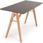 Unboxdeco Akrobat Masif Kayın Ahşap Ayaklı Çalışma Masası, Antrasit 130 x 57 - 130 x 57 x 74 cm