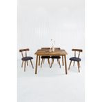 Unboxdeco Alaçatı 4 Kişilik Masif Ceviz Ahşap Masa Takımı, 4 Nesrin Sandalye - 115X80 - Antrasit