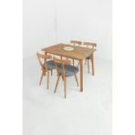 Unboxdeco Alaçatı 4 Kişilik Masif Kayın Ahşap Masa Takımı, 4 Nesrin Sandalye - 115X80 cm - Gri