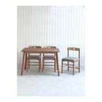 Unboxdeco Alaçatı 4 Kişilik Masif Kayın Ahşap Masa Takımı, 4 Sandalye - 115x80 - Bej
