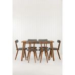Unboxdeco Alaçatı Masif Ceviz Ahşap Masa Takımı, 6 Adet Sd Nesrin Masif Ceviz Ahşap Tasarım Sandalye 130X80 cm Gri - 6 Sandalye