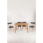 Unboxdeco Alaçatı Masif Kayın Ahşap Masa Takımı, 4 Adet Sd Nesrin Kayın Ahşap Tasarım Sandalye 115X80 cm Antrasit - 4 Sandalye