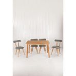 Unboxdeco Alaçatı Masif Kayın Ahşap Masa Takımı, 4 Adet Sd Nesrin Kayın Ahşap Tasarım Sandalye 115X80 cm Gri - 4 Sandalye