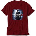 Uncharted 4 Nathan Drake Poster Kırmızı Tişört Liyada - 3XL