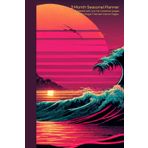 Undated Summer Ocean Synth Wave 3-Month Cute Notebook with Month Planner, Week Spreads, and Journal Pages: Fun Palm Tree Themed Interior Pages