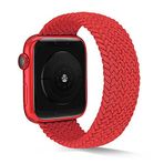 UnDePlus Apple Watch 10 42mm - 38/40/41mm Kordon Small Örgü Solo Loop Kordon 38 2/3/4/5/6/se/7/8/9 Kırmızı