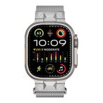 UnDePlus Apple Watch 42/44/45/46/49mm için Kordon Ultra Pramit Dizayn Metal Hasır için Kordon 107 2/3/4/5/6/se/7/8/9/10/ultra Gümüş