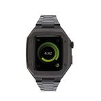 UnDePlus Apple Watch İle Uyumlu 44mm Kordon Swatch Saat Modeli Kasalı Metal Kordon Siyah