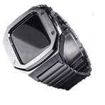 UnDePlus Apple Watch İle Uyumlu 44mm Kordon Swatch Tarzı Paslanmaz Baklalı Metal Kasa Kordon Gümüş