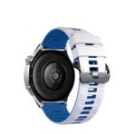 UnDePlus Huawei Watch GT 6/5/4/3/2 Pro 46mm Ultimate SE Elite Kordon Çift Renk Çizgili Band Beyaz-Mavi