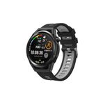 UnDePlus Huawei Watch GT 6/5/4/3/2 Pro 46mm Ultimate SE Elite Kordon Çift Renk Çizgili Kordon Siyah-Gri