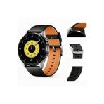 UnDePlus Huawei Watch GT 6/5/4/3/2 Pro 46mm Ultimate SE Elite Kordon Deri Kordon 29 Siyah-Beyaz