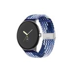 UnDePlus Huawei Watch GT 6/5/4/3/2 Pro 46mm Ultimate SE Elite Kordon Metal Klipsli Flexi Örgü Lacivert-Beyaz