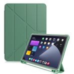 UnDePlus iPad Air 3 10.5 ile uyumlu Kılıf Kalem Bölmeli Trifolding Case A2152 A2123 A2153 A2154 Koyu Yeşil