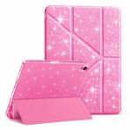 UnDePlus iPad Air 3 10.5 ile uyumlu Kılıf Simli Kalem Bölmeli Trifolding Case A2152 A2123 A2153 A2154 Simli-KoyuPembe