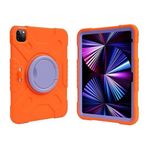 UnDePlus iPad Pro 11 4/3/2/1. Nesil ile uyumlu Kılıf Askılı Silikon Handle Ring Yüzüklü Amour Tank Case Turuncu