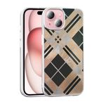 UnDePlus iPhone 14 ile uyumlu Kılıf Leopar Kurdele Ekose Desenli Mep Kapak Geometrik