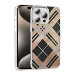 UnDePlus iPhone 14 Pro Max ile uyumlu Kılıf Leopar Kurdele Ekose Desenli Mep Kapak Geometrik
