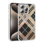 UnDePlus iPhone 15 Pro Max ile uyumlu Kılıf Leopar Kurdele Ekose Desenli Mep Kapak Geometrik